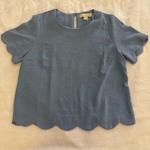 Scalloped Blue Top